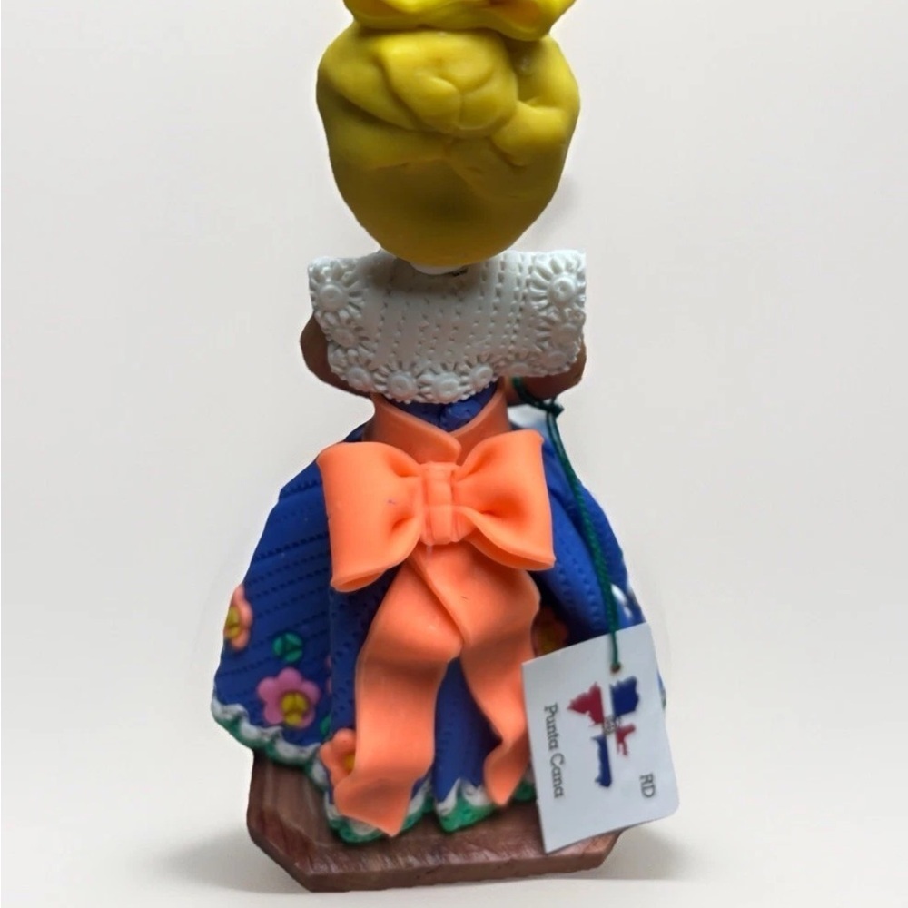 Handcrafted Faceless Doll with Blue Floral Skirt - Picture 3 of 10